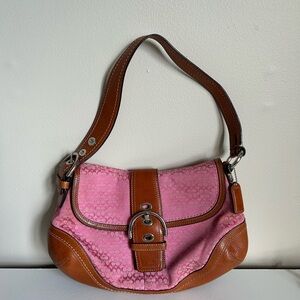 Coach Pink and Brown Shoulder Bag